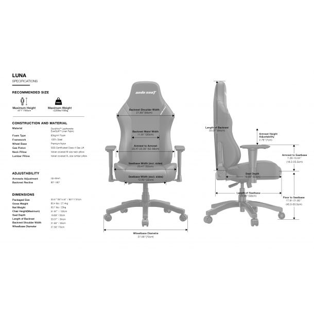 Крісло геймерське Anda Seat Luna L Eco-leather Black (871191215) в интернет-магазине